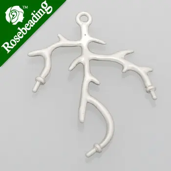 

2014 Fashion 33*22MM lovely modern charms,Branch,Matte Rhodium,connector charm,suit for necklace/bracelet/earring,sold 10pcs/pkg