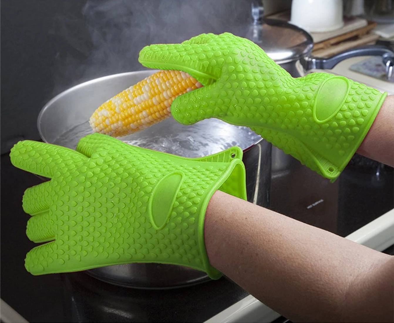 1Pcs/2Pcs Kitchen Bakery Heat Resistant Silicone Glove Cooking Baking BBQ Oven Pot Holder Mitt Kitchen Gadgets