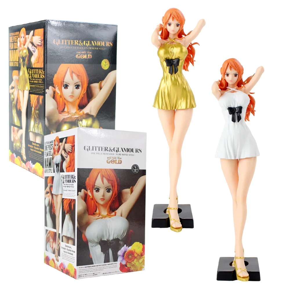 25cm Glitter Glamours The Film Gold Nami Movie Style White Gold Dress Doll Pvc Figure Toys Action Figures Aliexpress