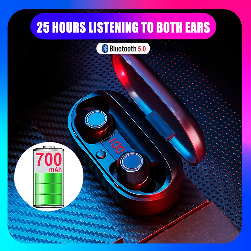 TWS 5 0 Bluetooth наушники беспроводные водостойкие 4D стерео объемные Близнецы с