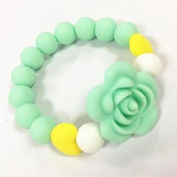 

Hot Baby Food Grade Silicone Teethers Chain Rose Flower Bead Bracelets Kids Oral Care Boy Girl Teether Baby Teeth Training Toys