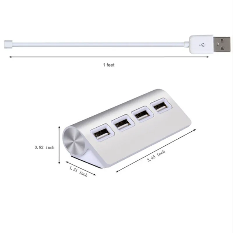 BinFul высокое качество Алюминий синий светодиод Mini 4 Порты и разъёмы концентратор высокой Скорость USB 2,0 сплиттер адаптер концентратор с кабелем для MacBook, ПК, ноутбук