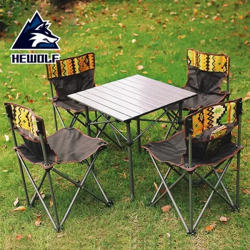 

Outdoor folding fishing chairs Portable storage field camping leisure combination set including 4 chairs +1 table