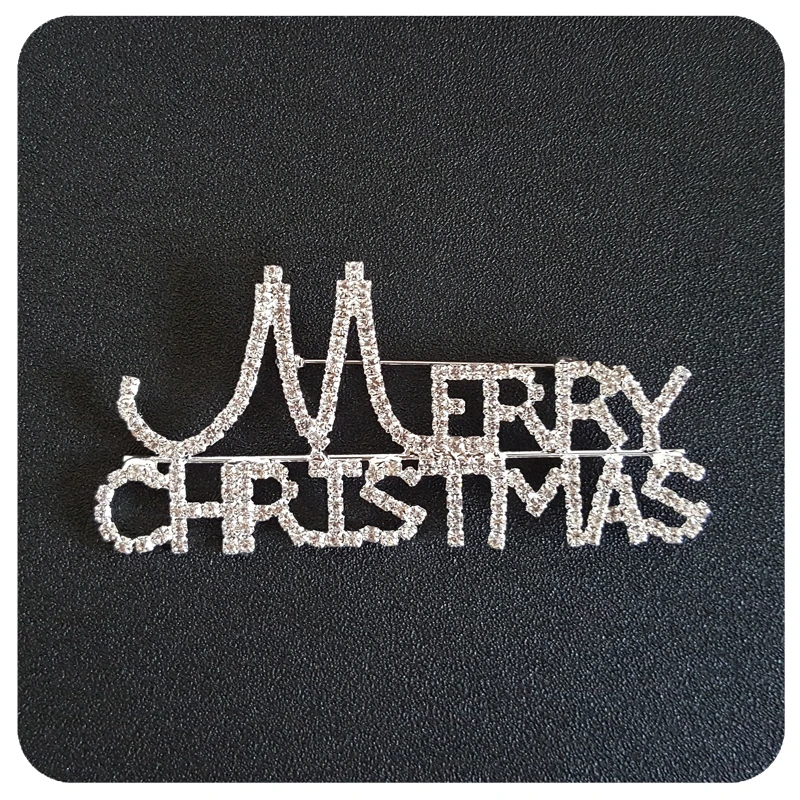 Необычный дизайн хрустальной Броши подарок "Счастливого Рождества" слова булавка