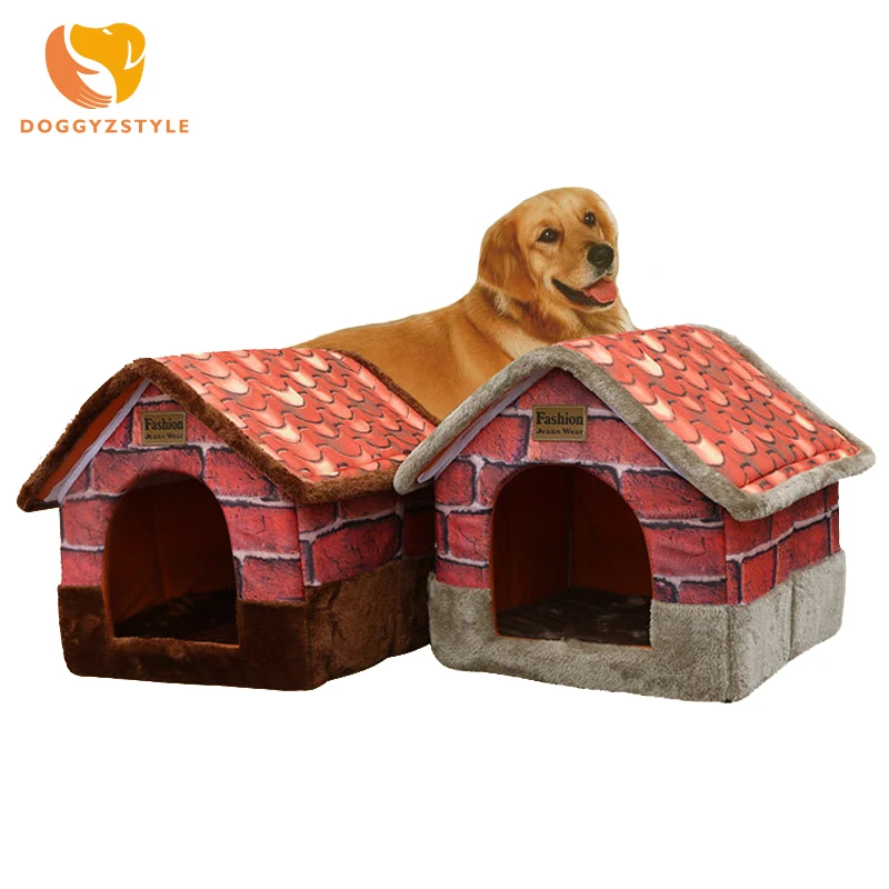 Retro Removable Dog House Cover Soft Puppy Beds Kennel For Small Medium