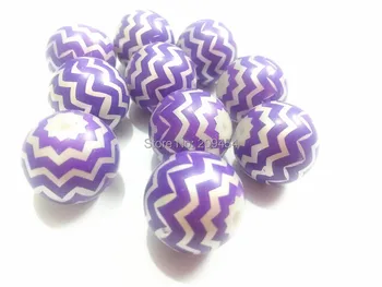 

Newest ! 20mm 100pcs/lot Acrylic Pearl Beads With Purple Wave Stripe Printed