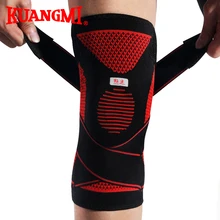 Kuangmi Silicone Knee Pads Volleyball Knee Sleeve Elastic Knee Brace Support Sports Adjustable Bandage knee Protector Basketball
