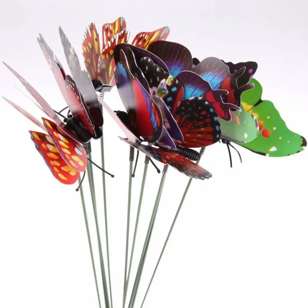 20pcs/pack 3D Colorful Butterfly Sticks Home Yard Lawn Flowerpot Plant Ornament DIY Lawn Decorative Craft