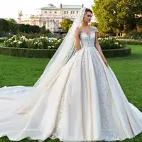 ヴィンテージ Vestidos Novias Boda キャップスリーブ夜会服のウェディングドレス 2019 でベールローブデのみ | プリンセス · ド · リュクス gelinlik