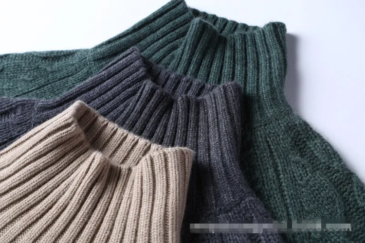 Толстый свитер с высоким воротом и пуловер, джемпер большого размера, шерстяной вязаный свитер для женщин, зима, теплый свитер, вязаный трикотаж