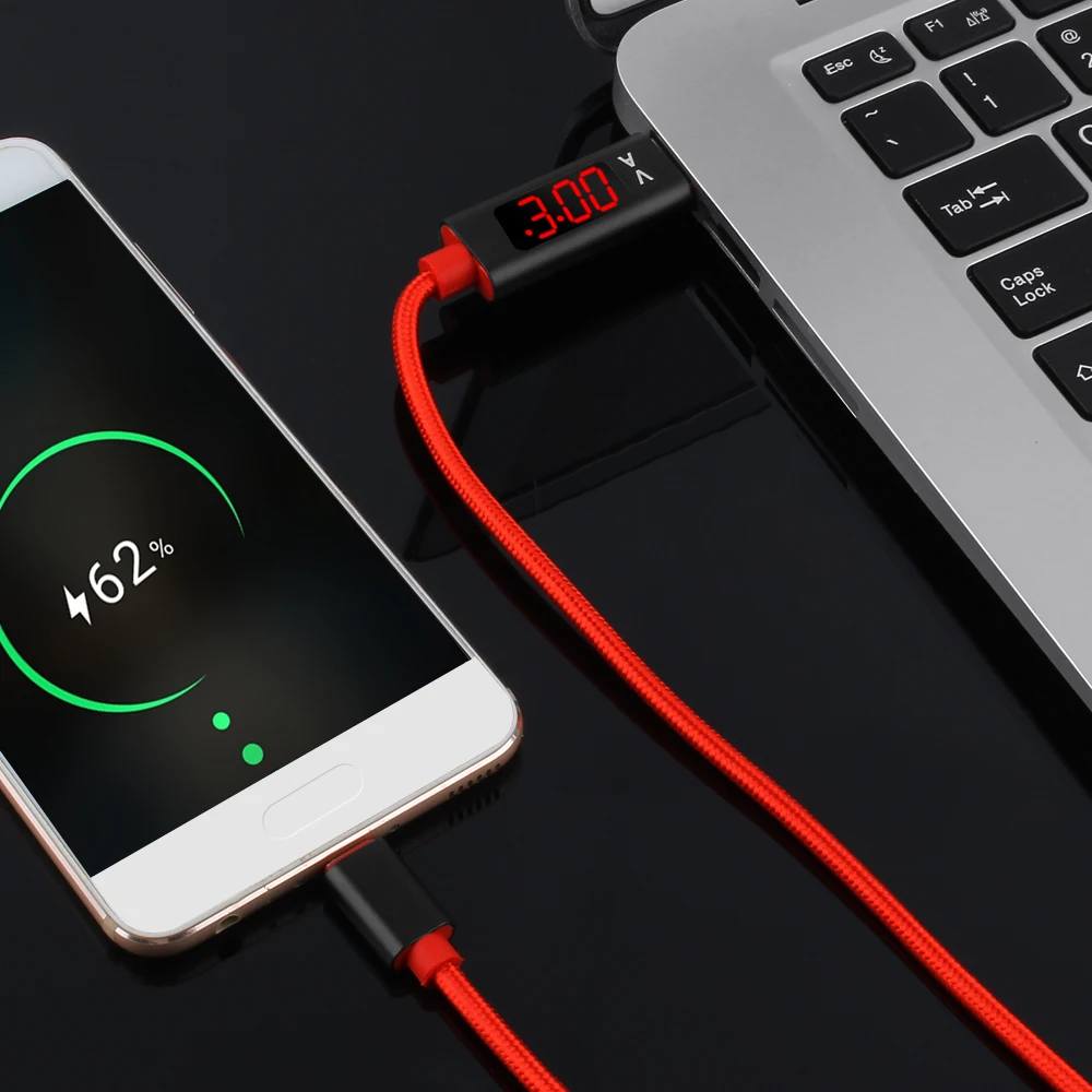 1 м Micro usb type C тестер напряжения тока метр дисплей нейлоновый плетеный кабель