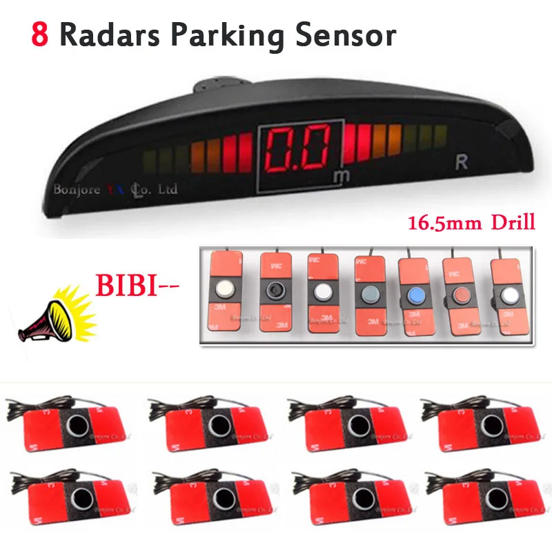 Koorinwoo detector de coches sensor de estacionamiento automático 8 radares delanteros y traseros Monitor LCD automóviles sensores Parktronic asistencia de estacionamiento