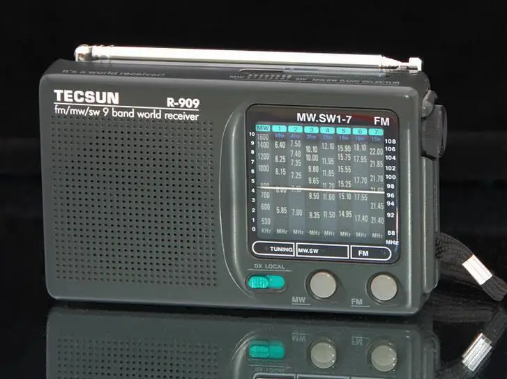 Оригинальный Tecsun R 909 R909 радио FM / MW SW 9 Диапазонный приемник слов портативное tecsun