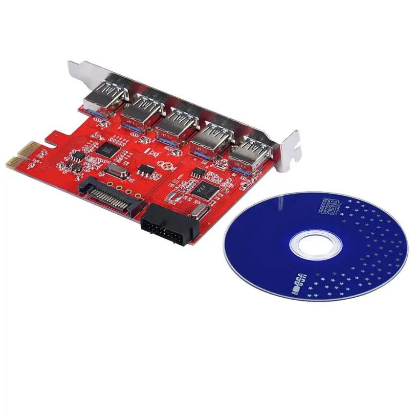

Factory price USB 3.0 PCI-e for Express Card With 5 Ports SATA 15Pin Power Connector For Desktops J08T Drop Shipping