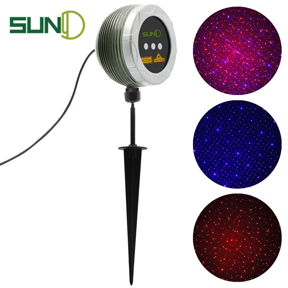 

SUNY Outdoor Laser Light Double Red & Blue 3 Apertures Static Star Dots Waterproof IP65 Landscaping Projector OBG-H100RBR-S