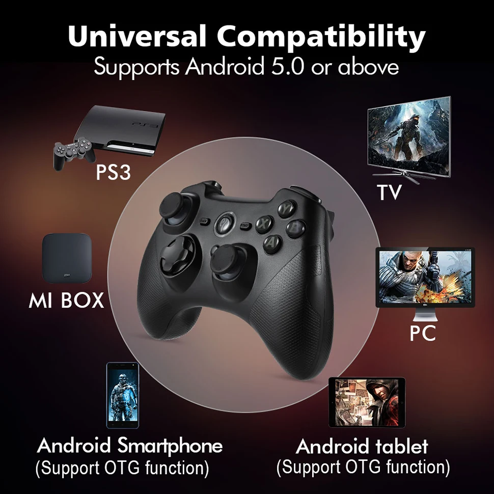 Comprar 2,4G controlador de juego inalámbrico EasySMX ESM 9101 Gamepad doble vibración TURBO Gamepad para Xiaomi mi caja de TV 3 S PS3 los jugadores de PC