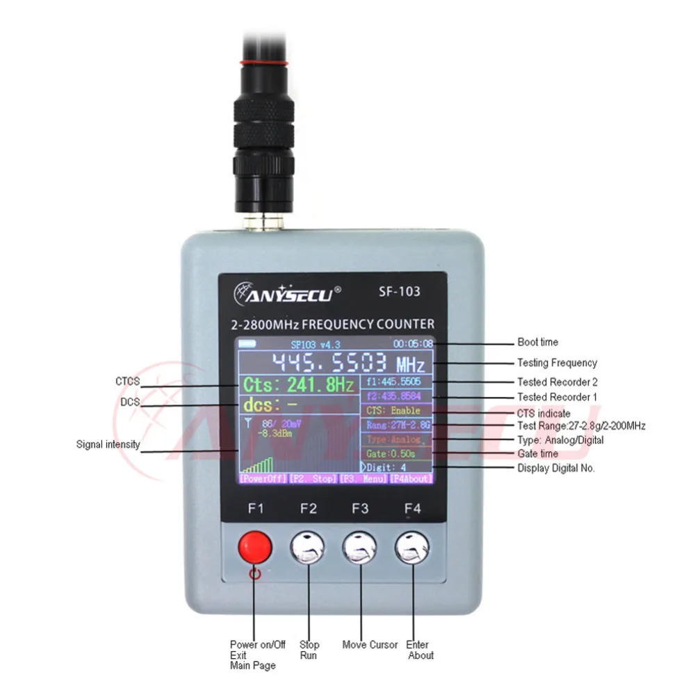 Счетчик частоты Anysecu SF 103 2 МГц 2800 CTCSS/DCS портативный SF103 измеритель для DMR и