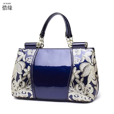 

XIYUAN BRAND Outono e inverno novo alto grau noite saco couro patente Bolsas de couro europeus e americanos lado sacos