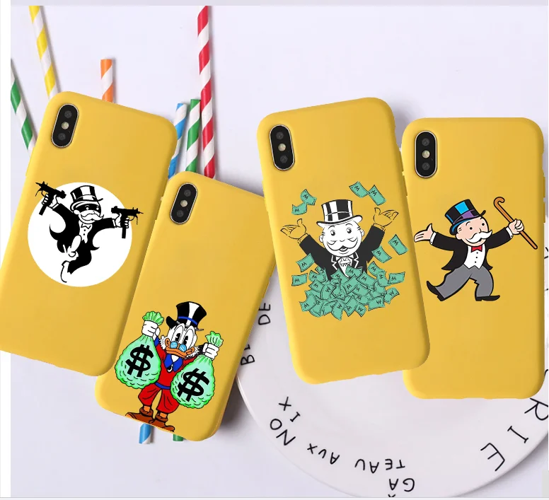 Warrior Monopoly Dollar Mr Mobbin Candy Color TPU Case phone For iphoneX 7 8 XS XR XSMAX Red Yellow green White Cover