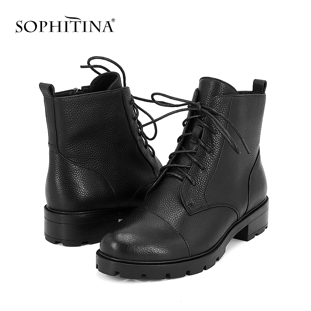 SOPHITINA/Ботильоны удобные и стильные из натуральной кожи черного цвета. Ботинки