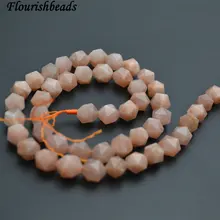 8 мм~ 12 мм натуральный персиковый Лунный Камень алмазная резка граненый камень круглые свободные бусины 3 нити в партии