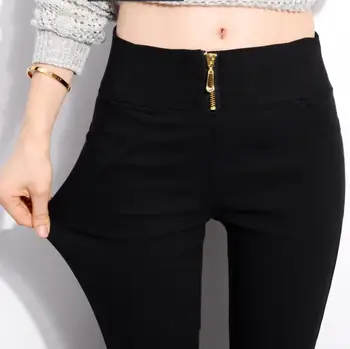 

#1902 Spring Summer Fashion White/Black Skinny Pants Women Plus Size Stretch Cotton Slim Casual Feminino High Waist Leggings