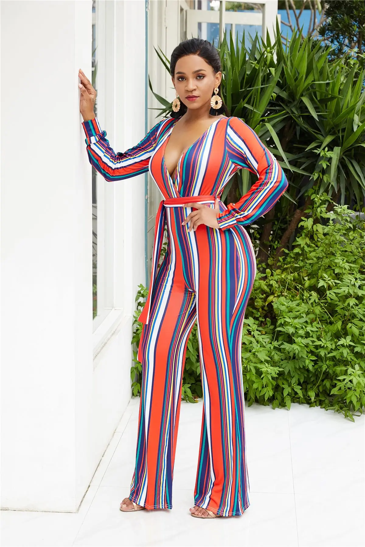 iRicheraf Bodysuit Jumpsuits for Women 2018 V-neck Striped Rompers Womens Jumpsuit Overalls Long Sleeve Sexy Costume Elegant