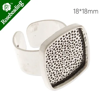 

18x18mm antique silver adjustable plated square cabochon setting ring,ring blank,ring bezel,sold 10pcs/lot-C4415