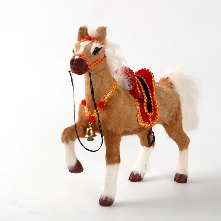 new simulation horse font b toy b font polyethylene furs horse with saddle gift about 24x7x21cm