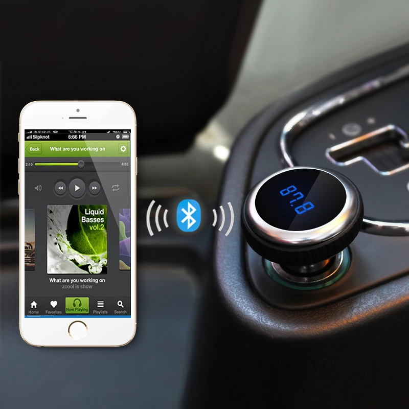 Автомобильный fm передатчик громкой связи MP3 плеер Bluetooth два usb порта с