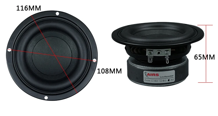 Baixo de Alta Hi-fi Faça Você Mesmo Áudio 4.5 Polegada 60 w Round Woofer Alto-falante Potência Casa Teatro 2.1 Unidade Subwoofer 2 Loufalantes Crossover S4-116 - Image 5