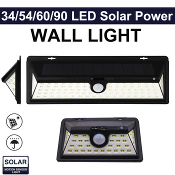 

Waterproof 34/54/66/90 LED Solar Light Outdoor Garden Light PIR Motion Sensor Emergency Wall Solar Lamp 3.7V IP65 Waterproof