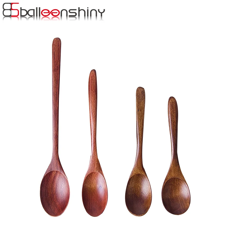 

BalleenShiny Handmade Wooden Mini Large TeaSpoons Coffee Soup Cake Ice Cream Dessert Spoon Scoop Kitchen Cooking Tools Tableware