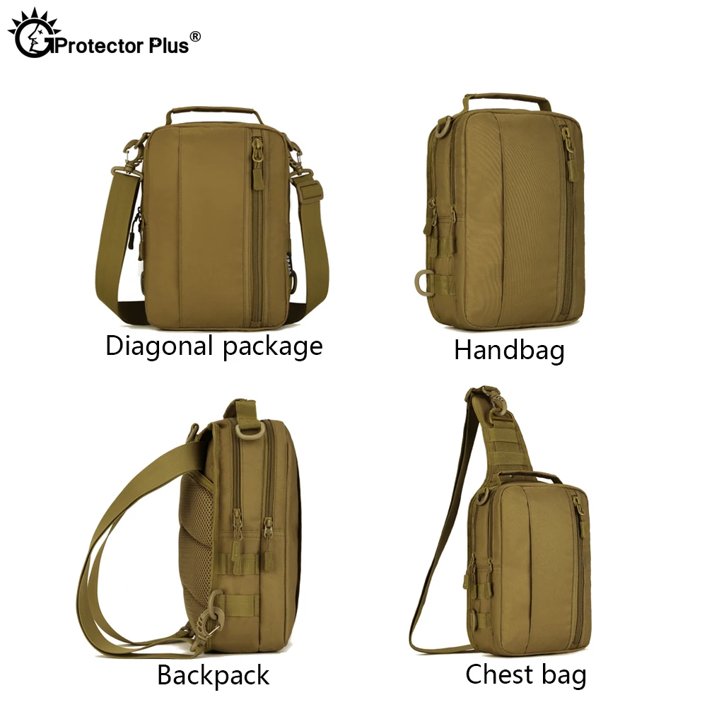  PROTECTOR PLUS Military Style Backpack Waterproof Four Uasge Bag Handbag Backpack Crossbody Bag Che