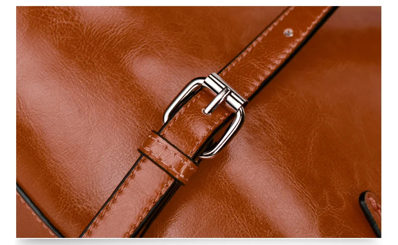 GESUNRY Brand 2018 Fashion Women Handbag Genuine Leather Women Bag Soft Oil Wax Leather Shoulder Bag Large Capacity Casual Tote (12)