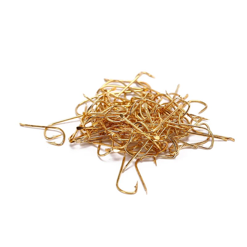 100pcs High Carbon Steel Golden Fishing Hooks 1 6 Size Barbed Hook