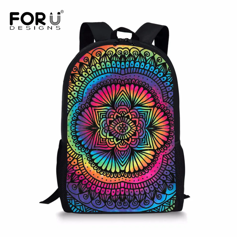 FORUDESIGNS, 16 дюймов, мандала, батик, школьная сумка для девочек-подростков, детский школьный рюкзак, школьная сумка для студентов, Mochila Escolar