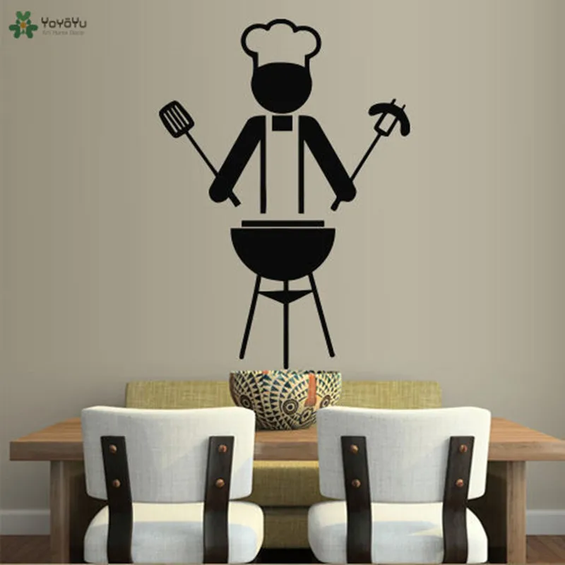 YOYOYU Wall Decal Kitchen Wall Sticker Barbecue Cook Removable Pattern Vinyl Home Decor Window Art Design Modern Mural DIY CY195