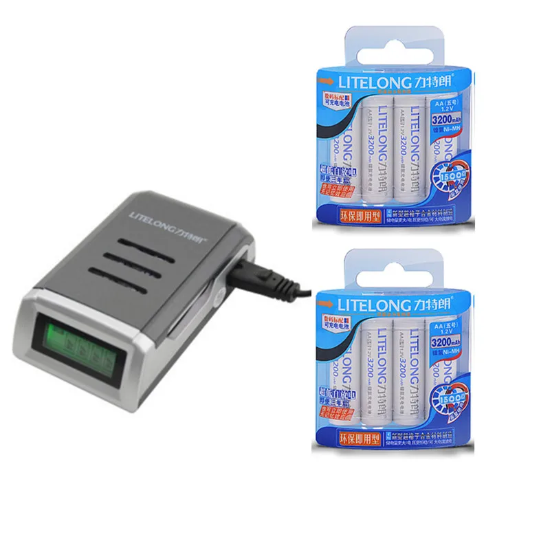 8 x AA 3200mAh Ni MH rechargeable battery + intelligent 4 cheenl AA/AAA