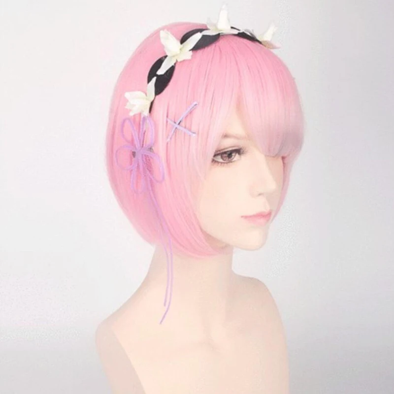 Rem Ram Cosplay Wig Re: Zero Start Life in Another World Headwear Cosplay Costume Halloween Costumes