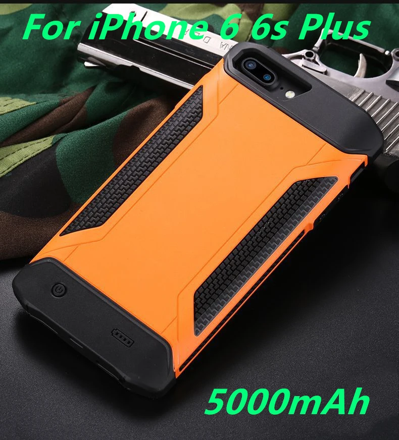 Чехол для аккумулятора 4000/5000 мАч для iPhone 6 6 S 7 8 Plus power Bank Charing Cases Armor Backup тонкая батарея зарядное устройство чехол задняя крышка - Цвет: I6P 6SP-Orange