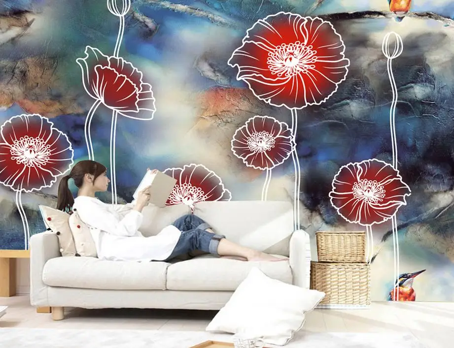

customize wallpaper for walls 3 d stereoscopic HD Abstract Yu Mei TV background wall papers home decor 3d photo wallpaper