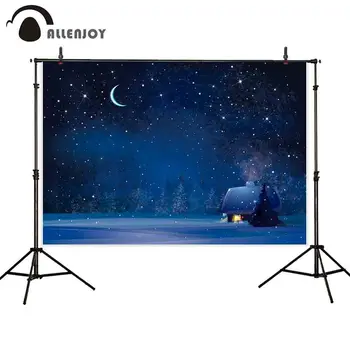 

Allenjoy photophone photocall boda house night snow winter Starry sky outdoor Christmas kinder party photography backdrops