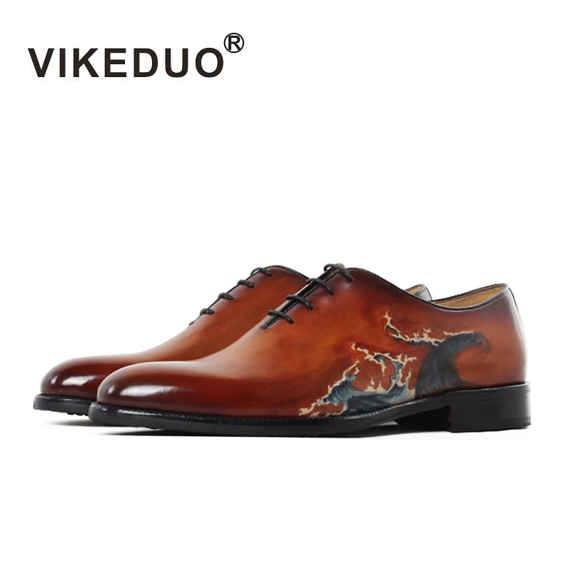 Robe Luxe Mode Mâle De Partie Mariage Danse Brown Vintage Vikeduo Chaussures Designer Main Oxford Cuir VéritableHomme Marque 43q5AcRjL