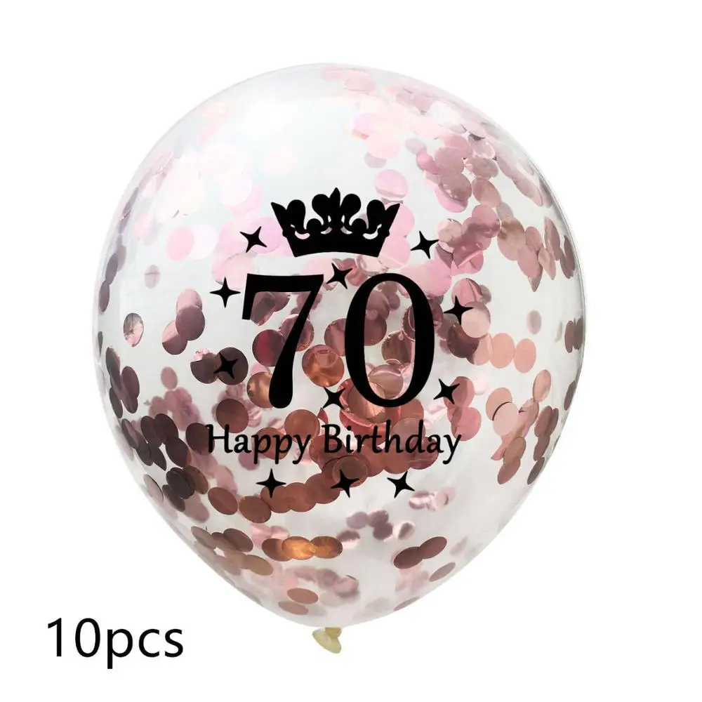 10pcs 10 шт 12 дюймов прозрачные блесток баллоны 16/18/21/30/40/50/60/70/80/90 лет конфетти воздушные шары для дня рождения вечерние украшения - Цвет: 10pcs
