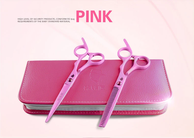 6,0 набор ножниц для волос, ножницы для резки и истончение, розовый набор, набор домашних ножниц, с чехлом, расческа, масло
