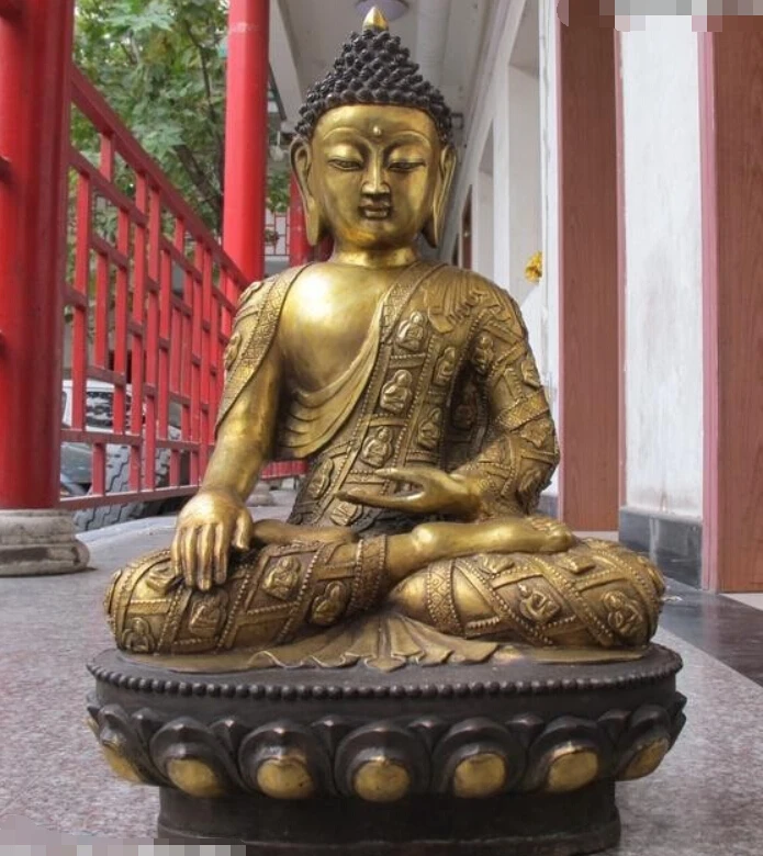 

23"Tibet Buddhist Temple Bronze Gild Sakyamuni Tathagata Buddha statue