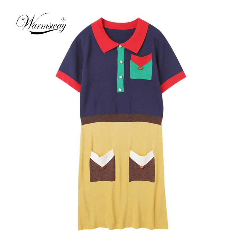 Short Sleeve Knitted Women Dress Polo Neck Front Buttons Bodycon Knitting Dresses 2018 Slim OL Summer Lurex Dress vestidos C-172
