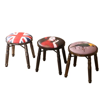 

Iron Retro Stool Nail Salon Stool Old European Makeup Stool Dressing Stool Creative Shoe Bench Dressing Table Chair