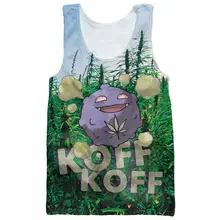 Забавный Покемон танк Топ Koff аниме персонажи лист сорняков конопли 3d тройники Homme Летний стиль Свободный жилет трикотаж мужской тельняшка борцовка